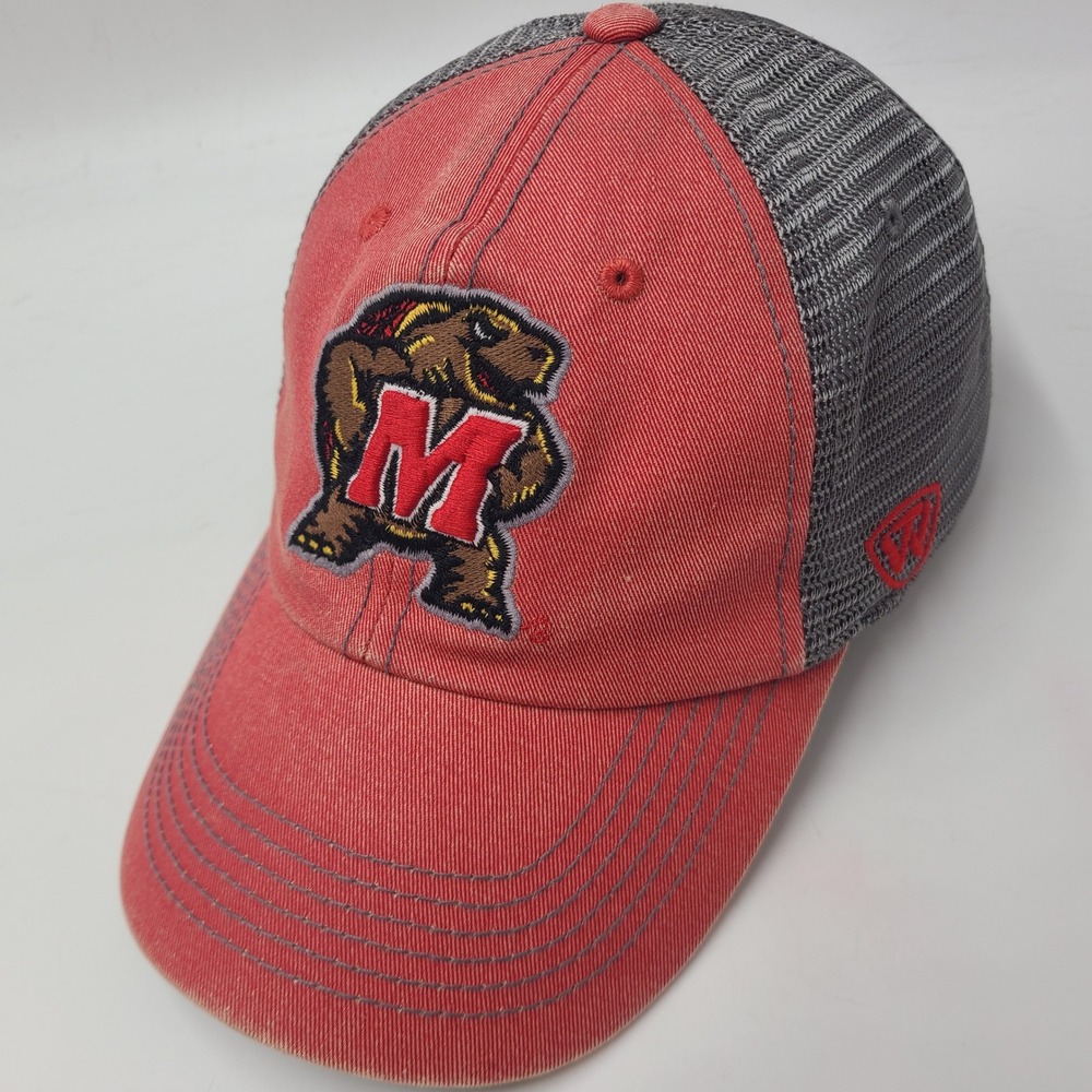 Maryland Terrapins Hat Fitted (Seems M-L) Trucker Mesh Red Gray NCAA Terps Men